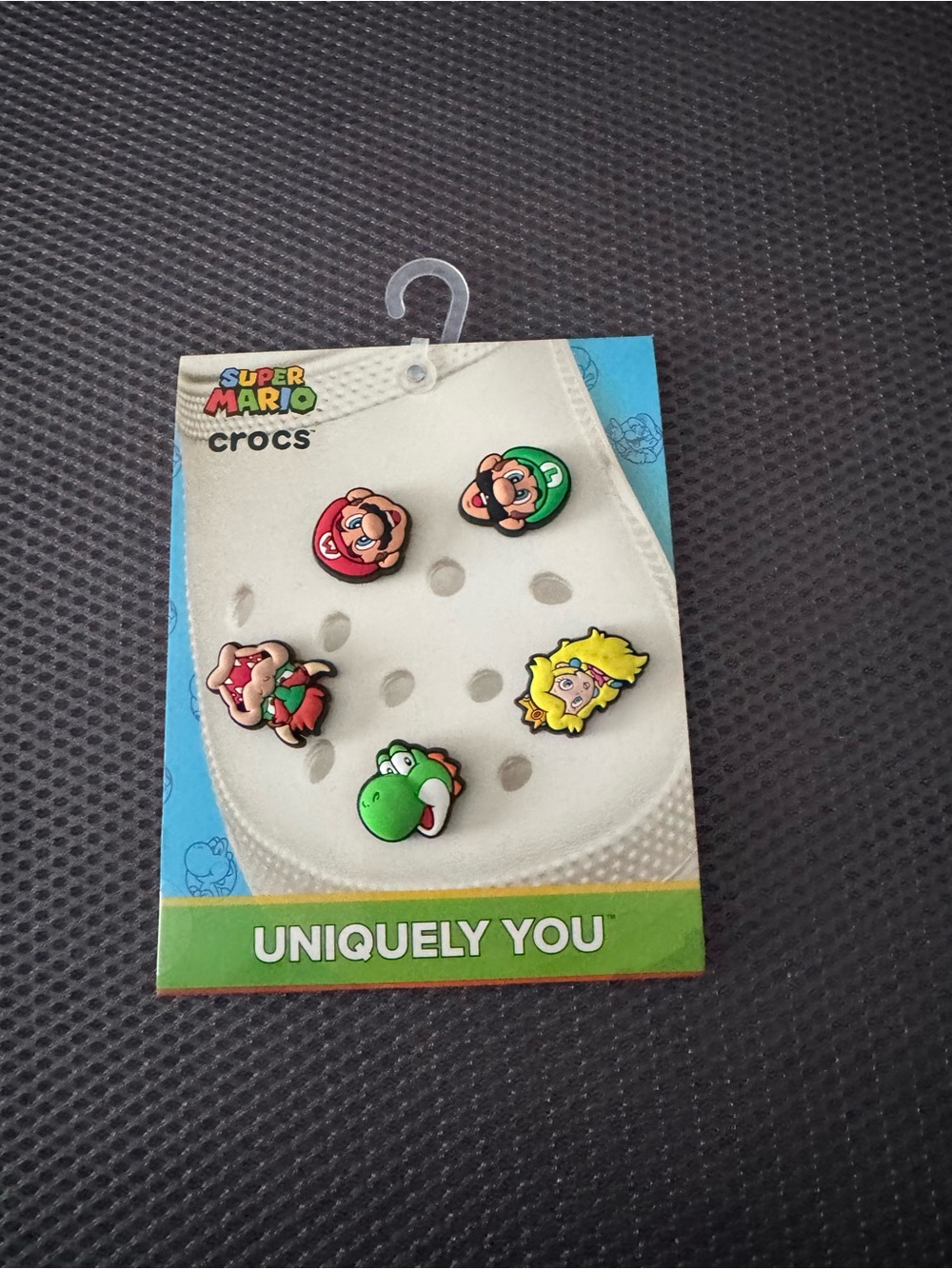 CROCS Super Mario Character Jibbitz Set - Red, Green, Yellow, Pink, Brown